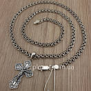 Срібна цепочка і ажурний хрестик. Чоловічий кулон хрест та ланцюг Український бісмарк зі срібла 925, фото 10