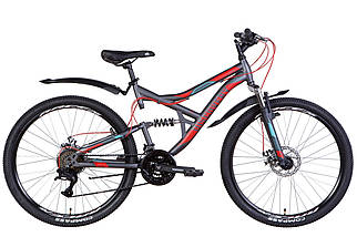 Велосипед 26" Discovery CANYON AM2 DD 2022 (темно-сірий з червоним і блакитним (м))