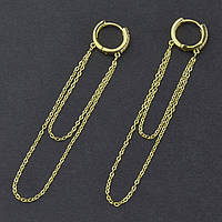 Сережки довгі застібка кільця ланцюжка подвійні лимонний від. кільця з кристалами по колу довжина 70 мм 925 S