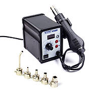 Паяльна станція для пластику з електронним дисплеєм 858D + 4 насадки + супер насадка