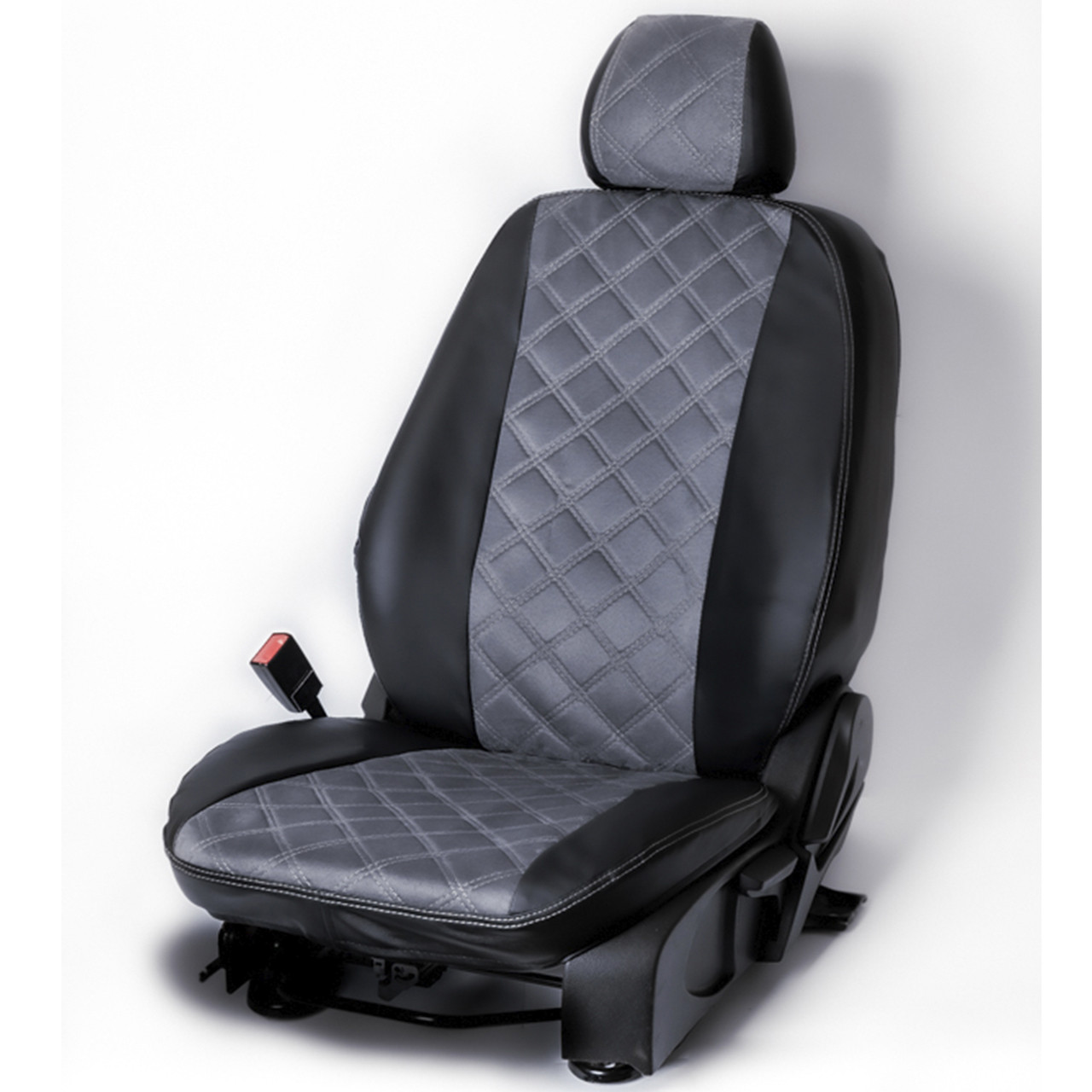 Чохли на сидіння Рено Сценік (Renault Scenic) 3Д алькантара ромбами сірі