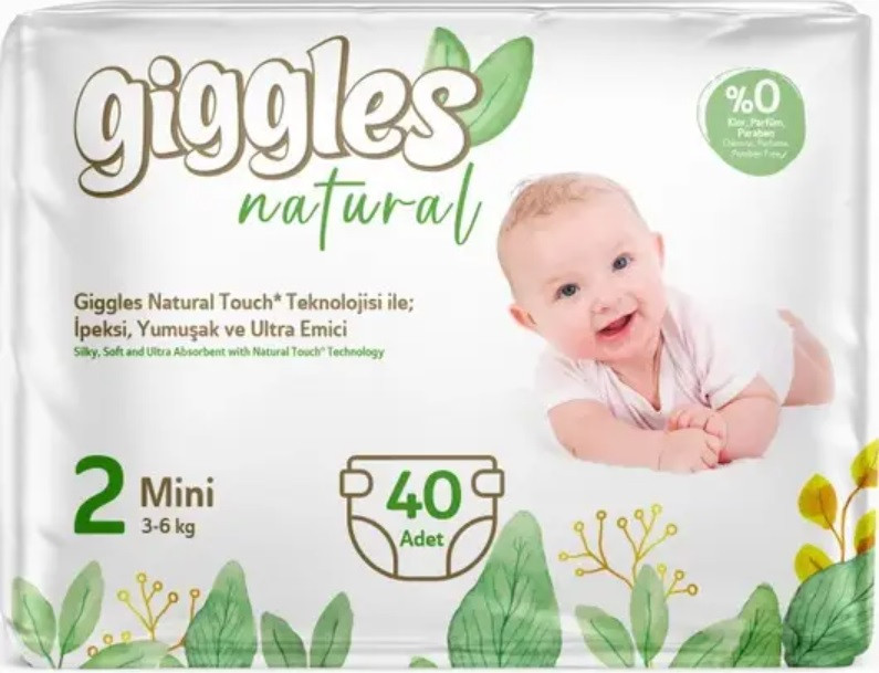 Підгузки дитячі Giggles Natural Розмір 2 Mini 3-6 кг. (40 шт.)