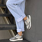 Жіночі кеди сірого кольору на білій підошві, фото 4