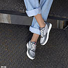 Жіночі кеди сірого кольору на білій підошві, фото 8