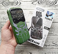 АКЦИЯ! Зеленый Повербанк 15000 mAh, Power bank Andowl Q-CD777 Green 15000 mAh, павербанк 15000 mAh, павер