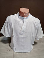 Дизайнерская белая мужская рубашка "Начало" с вышивкой Украина УкраинаТД 44-64 размеры