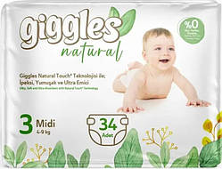 Підгузки дитячі Giggles Natural Розмір 3 Midi 4-9 кг. (34 шт.)
