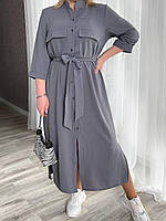 Женское летнее платье рубашка Ткань Полированный американский креп Размер 52-54, 56-58