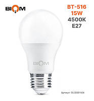 Лампа LED BT-516 А60 15W E27 4500K матовая Biom 00-00001434