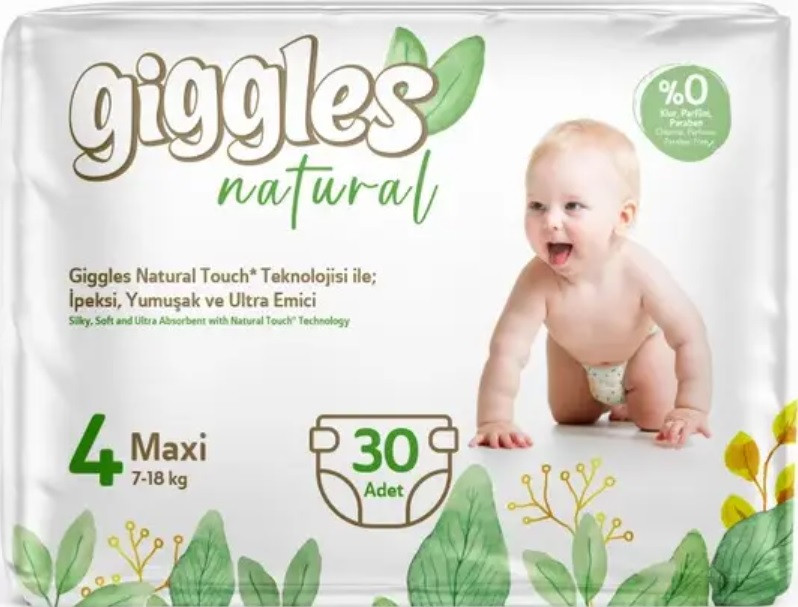 Підгузки дитячі Giggles Natural Розмір 4 Maxi 7-18 кг. (30 шт.)