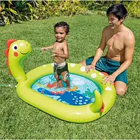 Детский надувной бассейн круглый Intex "Діно" 119х109х66см/ Надувной бассейн для маленьких детей с фонтаном