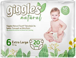 Підгузки дитячі Giggles Natural Розмір 6 Extra Large 15+ кг. (20 шт.)