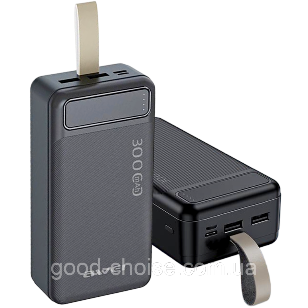 Повербанк с индикатор заряда 30000 мАч, P7K AWEI, Черный / Портативное ...