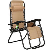 Шезлонг (кресло-лежак) для пляжа, террасы и сада Springos Zero Gravity GC0002 .