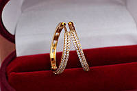 Серьги Xuping Jewelry кольца с камнями 2 см золотистые