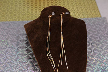 Сережки гвоздики Xuping Jewelry три нитки 14 см золотисті