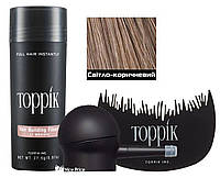 У Нас: Кератиновый загуститель для волос Toppik 27,5г + аппликатор + гребешек Светлый шатен (Light Brown) -OK