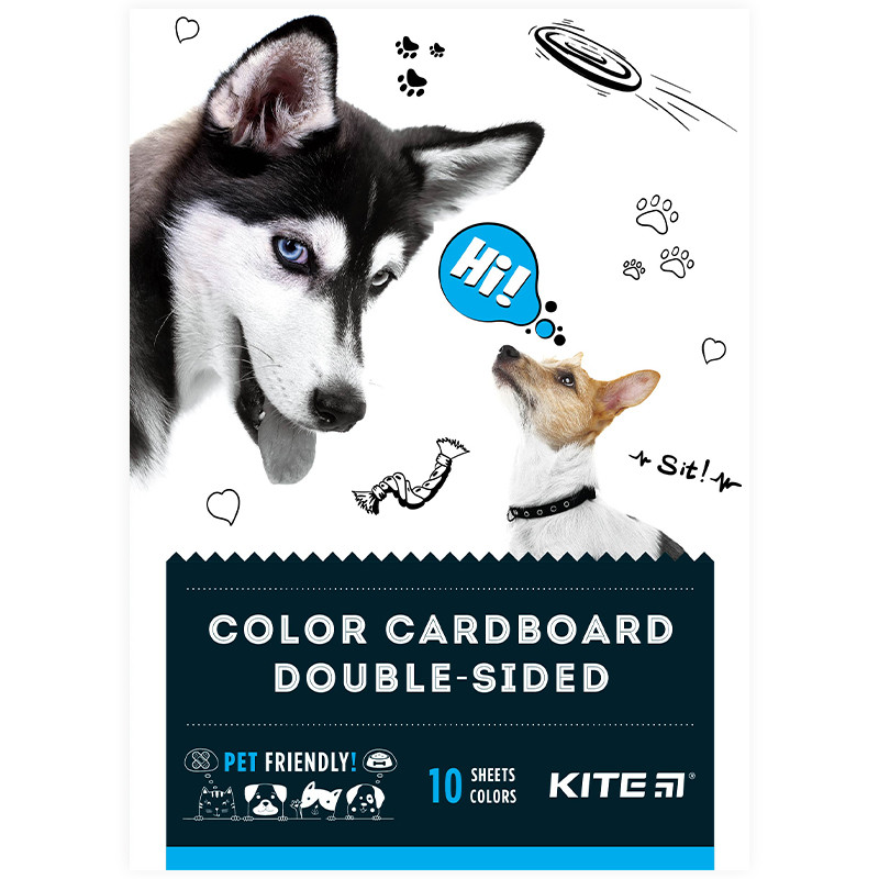 Картон кольоровий двосторонній Kite Dogs А5 K22-289