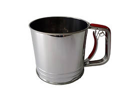 Кухоль сито для просіювання борошна з нержавіючої сталі з ручкою Чашка сито для борошна механічна D 12,5 cm H 12,5 cm