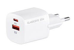 Мережевий зарядний пристрій Glasscove GAN 2 порти TYPE-C + USB 3A 33W TC-099BPQ33 (00555)