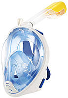 У Нас: Полнолицевая маска для плавания FREE BREATH (S/M) M2068G с креплением для камеры Голубой -OK
