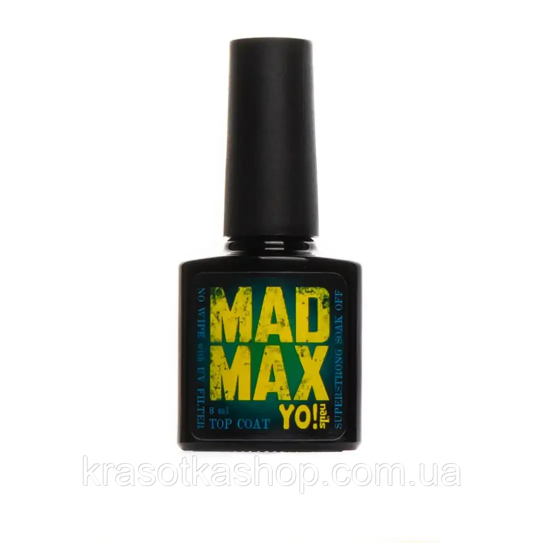 Супер стійкий топ без липкого шару Yo!Nails Mad Max з UV фільтром, 8 мл