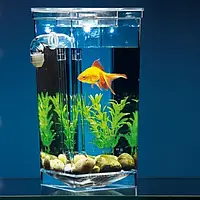 Мини-аквариум с подсветкой, аквариум самоочищающийся My Fun Fish маленький с крышкой