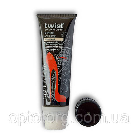 Крем для взуття з губкою Twist Fashion, з екстрактом волоського горіха та олією манго Бежевий, 75мл, фото 1