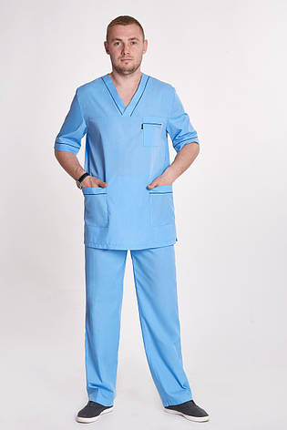Чоловічий медичний костюм Герман блакитний - Костюм масажиста, фото 2