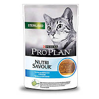 Purina Pro Plan Nutrisavour Sterilised(пауч)Консервы для стерилизованных кошек кусочки трески в паштете 85 гр