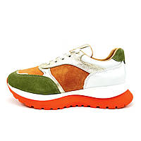 Кожаные женские кроссовки Bengzo Baldini оранжевые. 37 (23,5см)