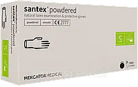 Рукавички латексніоглядові нестерильні Santex Powdered опудрені розмір S (100шт/50 пар/уп)