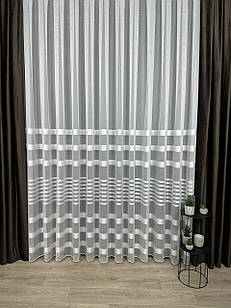 Тюль на бамбуковій основі зі смужками. Колір: молочний