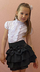 Шкільна спідниця для дівчаток "Оборочка" чорний, р-ри 30-38
