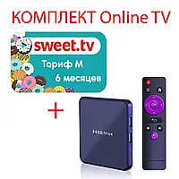 Sweet.TV Тариф M на 6 месяцев для пяти устройств + Смарт ТВ приставка H96 MAX V12 2/16 Гб Smart TV Box Android