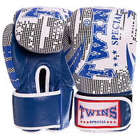 Кожаные боксерские перчатки на липучке TWINS VL-2066 10?12унц синие