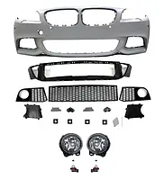 Бампер передний на BMW 5 F10 F11 стиль М-Pakiet М пакет под датчики парковки и ПТФ БМВ 5 Серии Ф10 Ф11
