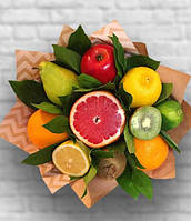 Фруктовий букет Приємна зустріч (грейпфрут, груша, лимон, яблуко, ківі) корисний подарунок бежевий