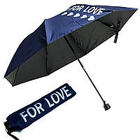 Парасолька механічна складана "For Love" + чохол (М177) синя 27см/Д:105см/325г, Складна парасоля з чохлом