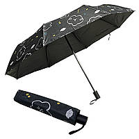 Парасолька механічна складана Sweet (облако/вишня) + чохол (М173) чорна 27см/Д:105см/325г, Парасоля з малюнком