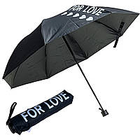 Парасолька механічна складана "For Love" + чохол (М177) чорна 27см/Д:105см/325г, Складна парасолька з чохлом