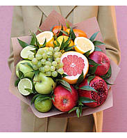 Фруктовий букет Чарівний сад (гранат, виноград, яблука, апельсини, лайм) смачний подарунок, зелений