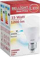 Лампа LED E27 12W 4000K A60, матова, Bellight