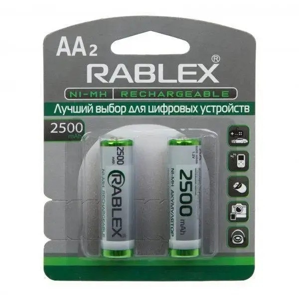 Аккумулятор HR6 2500mAh Rablex Ni-MH(AA), 1шт, фото 1