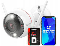 Уличная WiFi FullHD камера с микрофоном наружная Ezviz CS-C3T-PRO 4 Mpx + карта памяти microSD Hikvision 64Gb