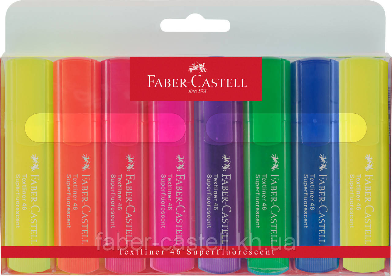 Набір маркерів текстових Faber-Castell Textliner 46 Superflourescent, 8 штук (6+2 жовтих), 154662