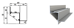 Профіль тіньового шва для гіпсокартону підвісної стелі алюмінієвий з LED підсвіткою довжина 2,5 метра TL35