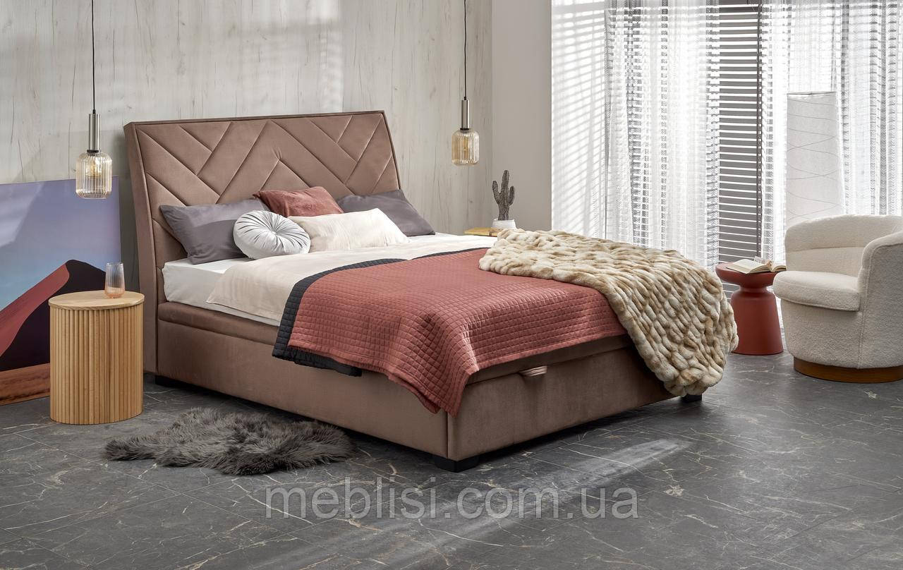 Ліжко 160 БЕЖЕВЕ з контейтером CONTINENTAL 1 160 (Monolith 09) (Польша HALMAR)