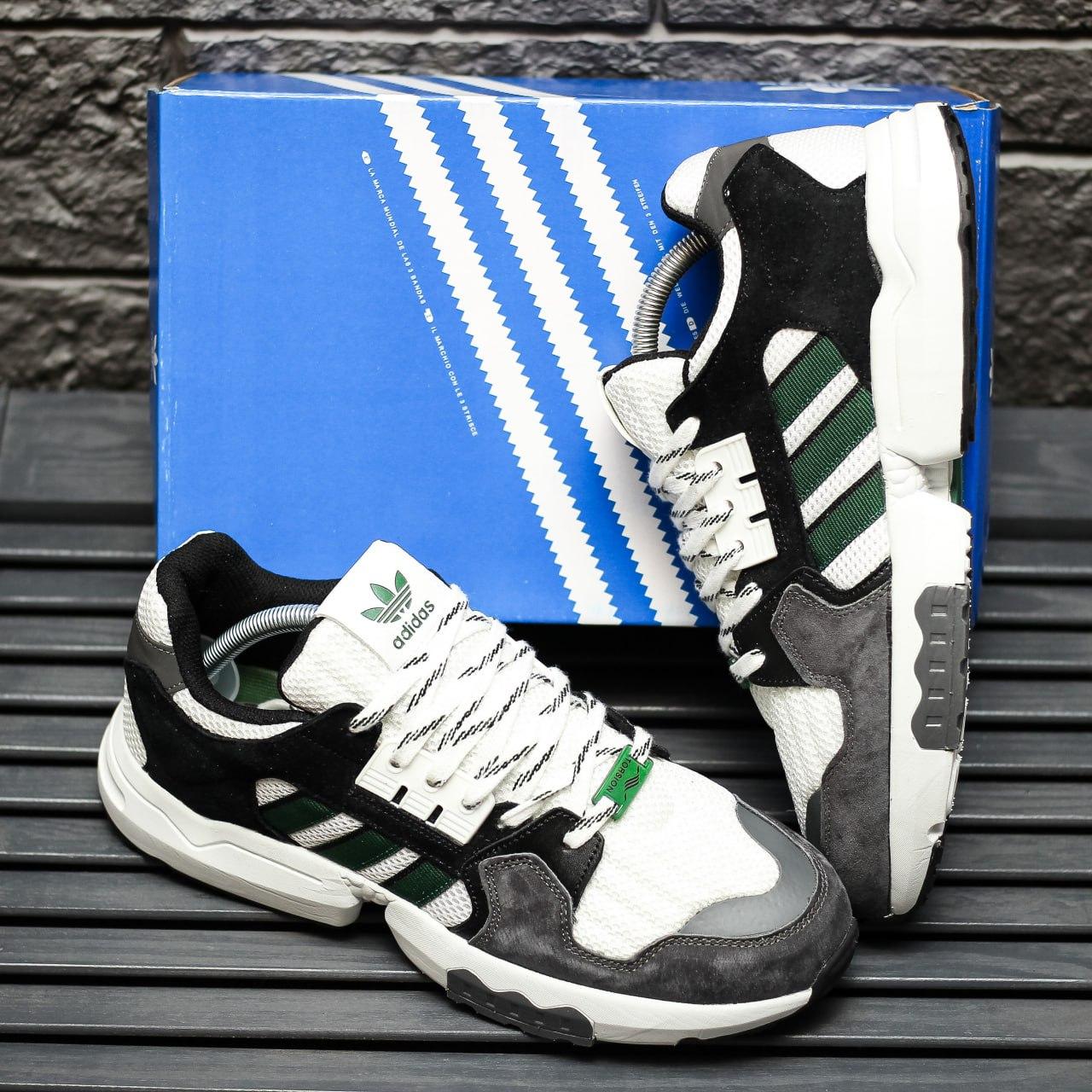 Мужские кроссовки Adidas ZX Torsion White Grey Black Green