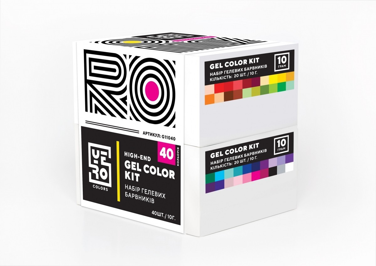 Набір гелевих харчових барвників YERO Colors 40 шт. по 10 грам